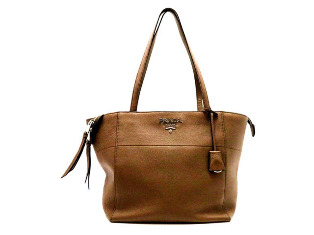 Prada Tote Tessuto Saffiano Bag Calfskin Brown